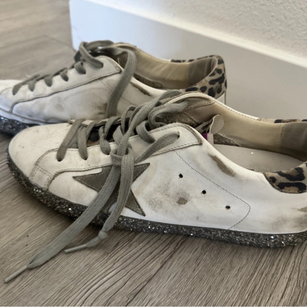Golden Goose PRIVATE EDT Superstar Sneakers with Leopard Accents
